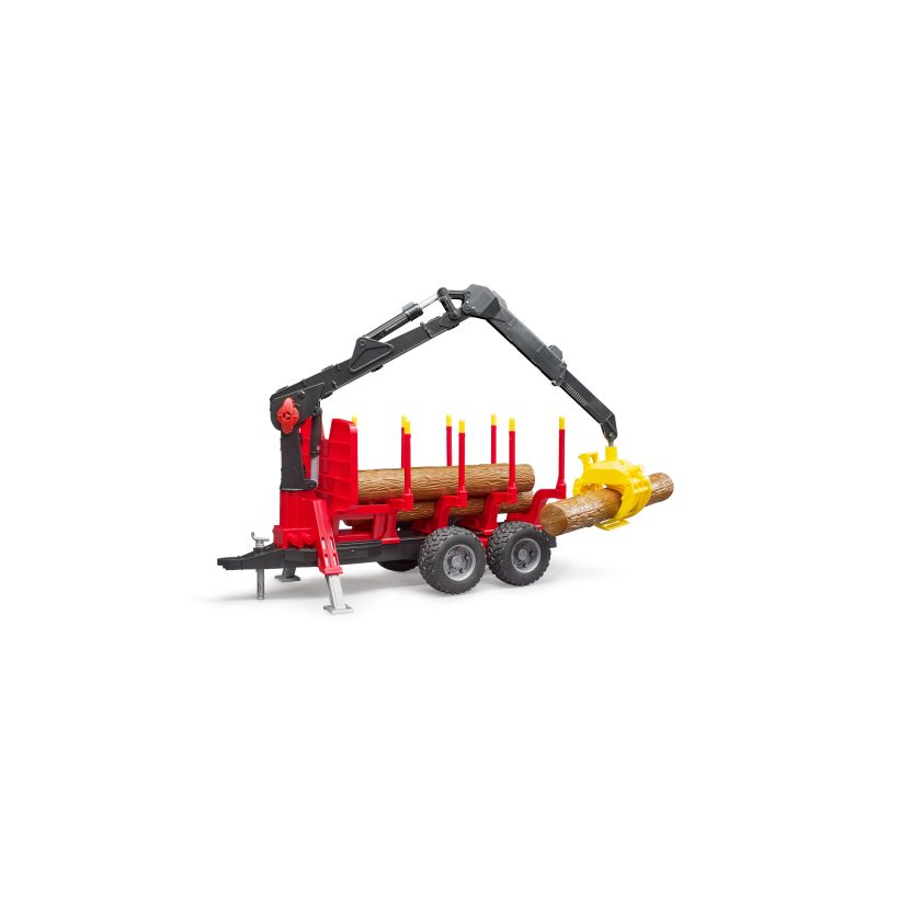 Forestry trailer with crane, grapple and 4 logs